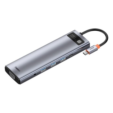 Wielofunkcyjny HUB replikator portów USB-C Metal Gleam 11w1 szary BASEUS Wielofunkcyjny HUB replikator portów USB-C Metal Gleam 11w1 szary BASEUS