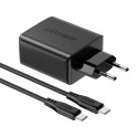 2w1 Ładowarka sieciowa 2x USB-C USB 65W + kabel USB-C czarny ACEFAST