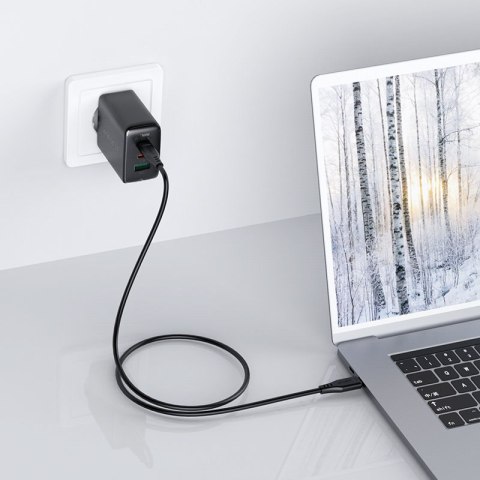 2w1 Ładowarka sieciowa 2x USB-C USB 65W + kabel USB-C czarny ACEFAST 2w1 Ładowarka sieciowa 2x USB-C USB 65W + kabel USB-C czarny ACEFAST