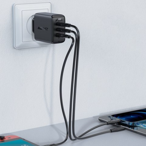 2w1 Ładowarka sieciowa 2x USB-C USB 65W + kabel USB-C czarny ACEFAST 2w1 Ładowarka sieciowa 2x USB-C USB 65W + kabel USB-C czarny ACEFAST