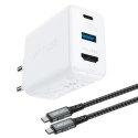 2w1 Ładowarka sieciowa z kablem USB-C + przejściówka adapter USB-C - HDMI 4K biały ACEFAST