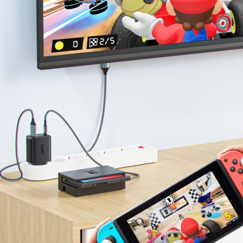 2w1 Ładowarka sieciowa z kablem USB-C + przejściówka adapter USB-C - HDMI 4K biały ACEFAST 2w1 Ładowarka sieciowa z kablem USB-C + przejściówka adapter USB-C - HDMI 4K biały ACEFAST