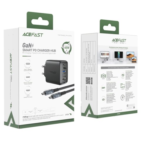 2w1 Ładowarka sieciowa z kablem USB-C + przejściówka adapter USB-C - HDMI 4K biały ACEFAST 2w1 Ładowarka sieciowa z kablem USB-C + przejściówka adapter USB-C - HDMI 4K biały ACEFAST