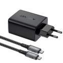 2w1 Ładowarka sieciowa z kablem USB-C + przejściówka adapter USB-C - HDMI 4K czarna ACEFAST