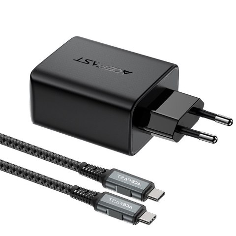 2w1 Ładowarka sieciowa z kablem USB-C + przejściówka adapter USB-C - HDMI 4K czarna ACEFAST 2w1 Ładowarka sieciowa z kablem USB-C + przejściówka adapter USB-C - HDMI 4K czarna ACEFAST