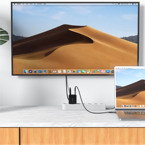 2w1 Ładowarka sieciowa z kablem USB-C + przejściówka adapter USB-C - HDMI 4K czarna ACEFAST 2w1 Ładowarka sieciowa z kablem USB-C + przejściówka adapter USB-C - HDMI 4K czarna ACEFAST