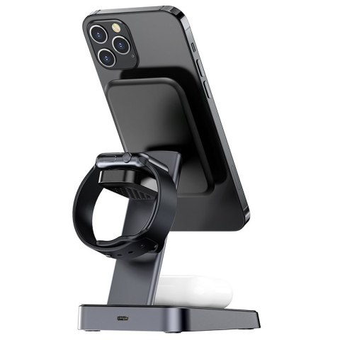 3w1 Ładowarka Qi 15W z uchwytem magnetycznym do iPhone Apple Watch i AirPods czarny ACEFAST 3w1 Ładowarka Qi 15W z uchwytem magnetycznym do iPhone Apple Watch i AirPods czarny ACEFAST
