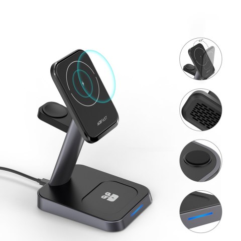 3w1 Ładowarka Qi 15W z uchwytem magnetycznym do iPhone Apple Watch i AirPods czarny ACEFAST 3w1 Ładowarka Qi 15W z uchwytem magnetycznym do iPhone Apple Watch i AirPods czarny ACEFAST