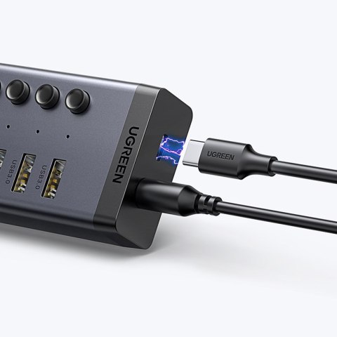 7w1 Wielofunkcyjny HUB rozdzielacz USB-C - 7x USB 3.0 PD DC 12V szary UGREEN 7w1 Wielofunkcyjny HUB rozdzielacz USB-C - 7x USB 3.0 PD DC 12V szary UGREEN