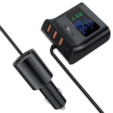 Ładowarka samochodowa stacja ładująca 90W USB-C 3x USB QC 3.0 czarny ACEFAST Ładowarka samochodowa stacja ładująca 90W USB-C 3x USB QC 3.0 czarny ACEFAST