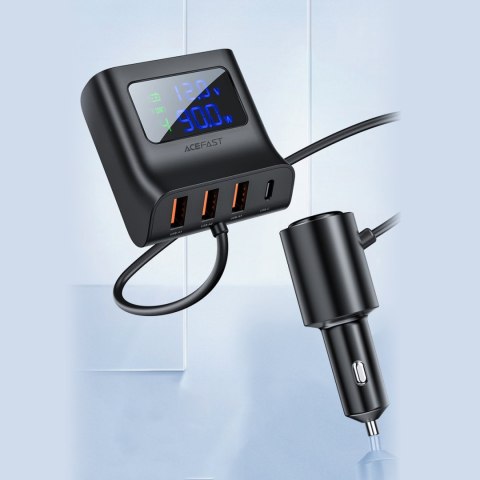 Ładowarka samochodowa stacja ładująca 90W USB-C 3x USB QC 3.0 czarny ACEFAST Ładowarka samochodowa stacja ładująca 90W USB-C 3x USB QC 3.0 czarny ACEFAST