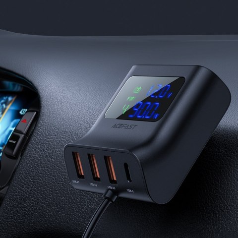 Ładowarka samochodowa stacja ładująca 90W USB-C 3x USB QC 3.0 czarny ACEFAST Ładowarka samochodowa stacja ładująca 90W USB-C 3x USB QC 3.0 czarny ACEFAST