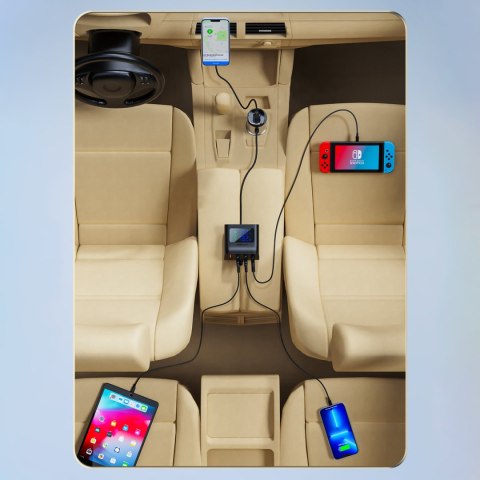 Ładowarka samochodowa stacja ładująca 90W USB-C 3x USB QC 3.0 czarny ACEFAST Ładowarka samochodowa stacja ładująca 90W USB-C 3x USB QC 3.0 czarny ACEFAST