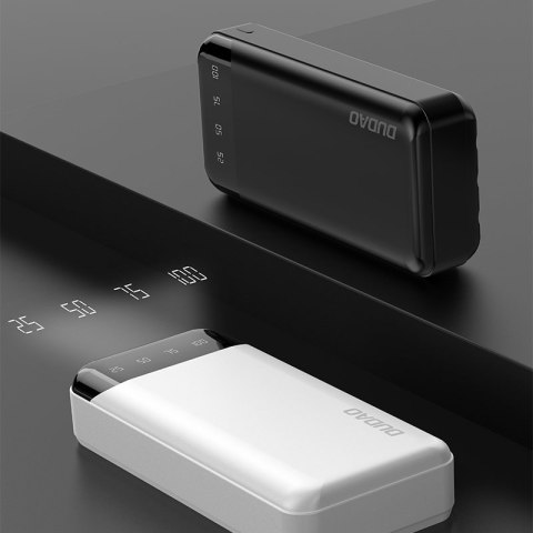 Pojemny powerbank 20000mAh z 3 wbudowanymi kablami USB-C microUSB Lightning biały DUDAO Pojemny powerbank 20000mAh z 3 wbudowanymi kablami USB-C microUSB Lightning biały DUDAO