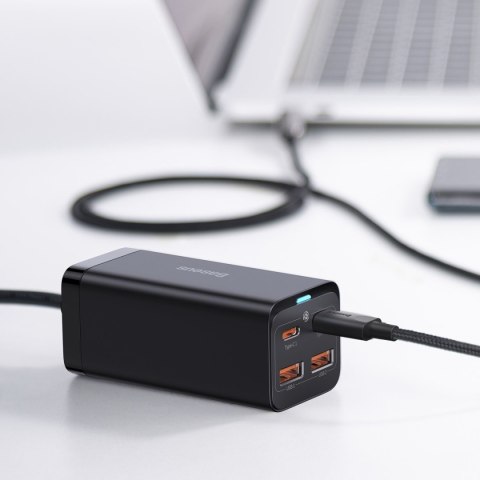Szybka uniwersalna ładowarka sieciowa GaN 2x USB-C 2x USB 100W QC 4.0+ AFC czarny BASEUS Szybka uniwersalna ładowarka sieciowa GaN 2x USB-C 2x USB 100W QC 4.0+ AFC czarny BASEUS