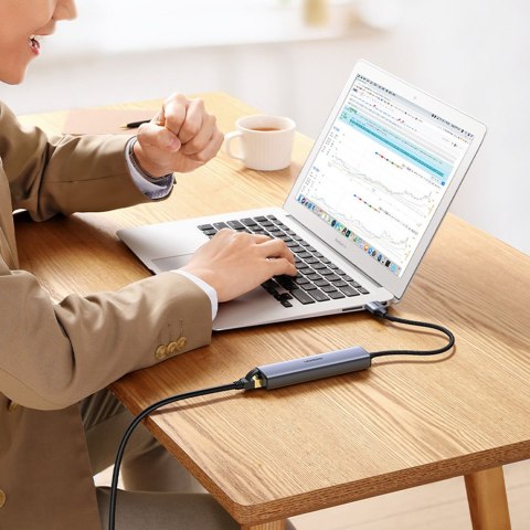 Wielofunkcyjny HUB adapter rozdzielacz USB 3.0 - 3x USB Ethernet RJ-45 USB-C PD szary UGREEN Wielofunkcyjny HUB adapter rozdzielacz USB 3.0 - 3x USB Ethernet RJ-45 USB-C PD szary UGREEN