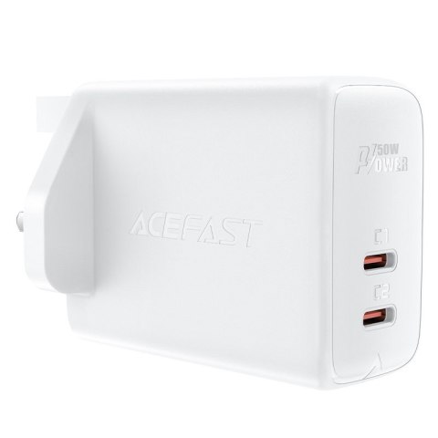 Ładowarka sieciowa angielska A32 GaN dwa porty USB-C PD 50W wtyczka UK biały ACEFAST Ładowarka sieciowa angielska A32 GaN dwa porty USB-C PD 50W wtyczka UK biały ACEFAST