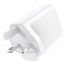 Ładowarka sieciowa angielska A32 GaN dwa porty USB-C PD 50W wtyczka UK biały ACEFAST