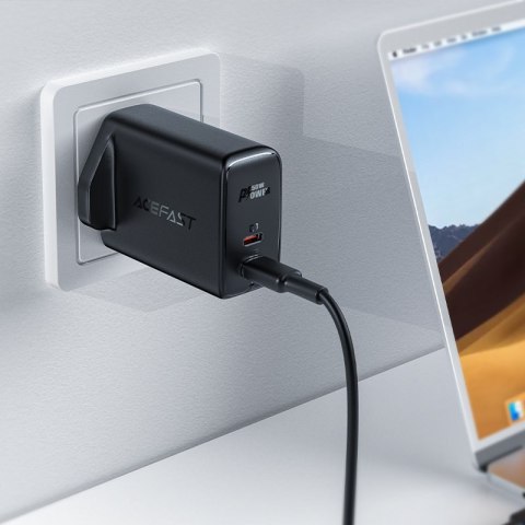 Ładowarka sieciowa angielska A32 GaN dwa porty USB-C PD 50W wtyczka UK biały ACEFAST Ładowarka sieciowa angielska A32 GaN dwa porty USB-C PD 50W wtyczka UK biały ACEFAST