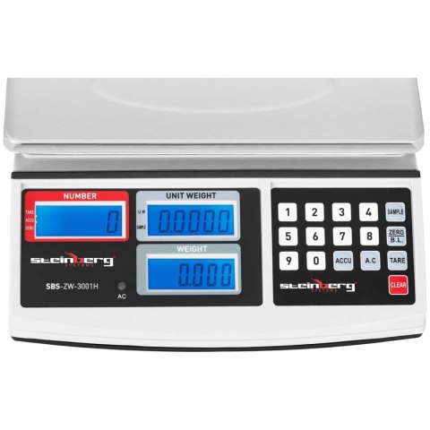 Waga kontrolna zliczająca sztuki SBS-ZW-3001H LCD do 30kg Steinberg Systems Waga kontrolna zliczająca sztuki SBS-ZW-3001H LCD do 30kg Steinberg Systems