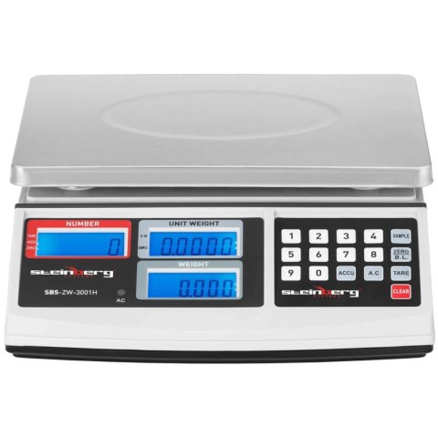 Waga kontrolna zliczająca sztuki SBS-ZW-3001H LCD do 30kg Steinberg Systems Waga kontrolna zliczająca sztuki SBS-ZW-3001H LCD do 30kg Steinberg Systems