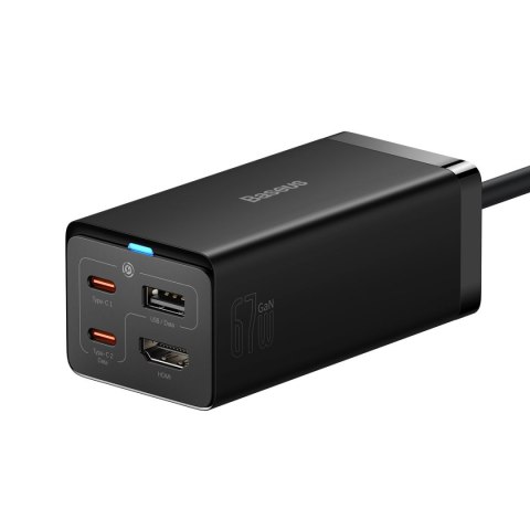 2w1 Ładowarka sieciowa GaN5 Pro + HUB konwerter HDMI 4K 2x USB-C USB-A czarny BASEUS 2w1 Ładowarka sieciowa GaN5 Pro + HUB konwerter HDMI 4K 2x USB-C USB-A czarny BASEUS