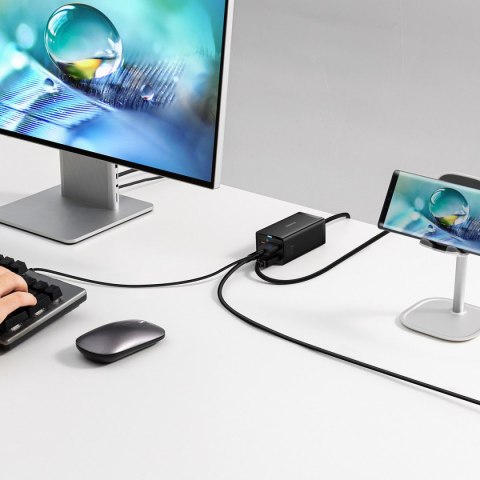 2w1 Ładowarka sieciowa GaN5 Pro + HUB konwerter HDMI 4K 2x USB-C USB-A czarny BASEUS 2w1 Ładowarka sieciowa GaN5 Pro + HUB konwerter HDMI 4K 2x USB-C USB-A czarny BASEUS