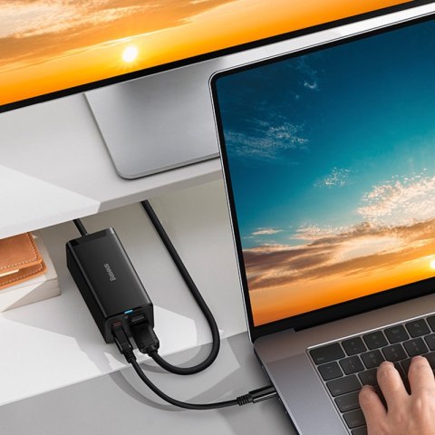2w1 Ładowarka sieciowa GaN5 Pro + HUB konwerter HDMI 4K 2x USB-C USB-A czarny BASEUS 2w1 Ładowarka sieciowa GaN5 Pro + HUB konwerter HDMI 4K 2x USB-C USB-A czarny BASEUS