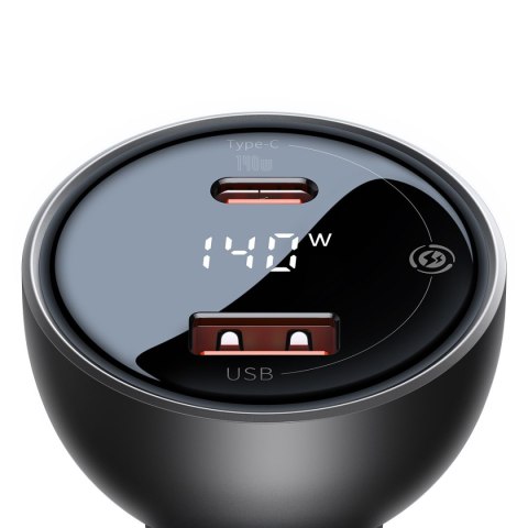 Ładowarka samochodowa USB USB-C PD3.1 140W + kabel USB-C 1m czarny BASEUS Ładowarka samochodowa USB USB-C PD3.1 140W + kabel USB-C 1m czarny BASEUS