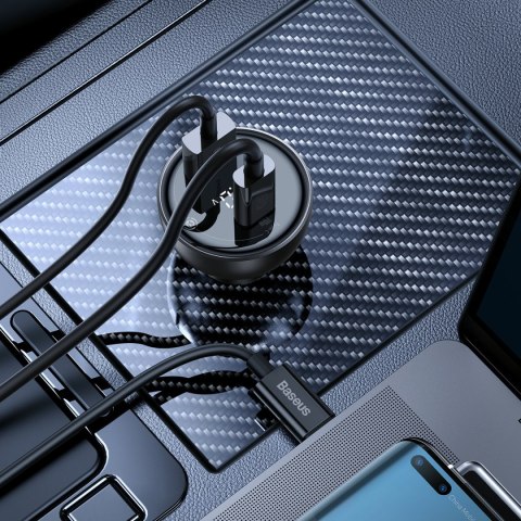 Ładowarka samochodowa USB USB-C PD3.1 140W + kabel USB-C 1m czarny BASEUS Ładowarka samochodowa USB USB-C PD3.1 140W + kabel USB-C 1m czarny BASEUS