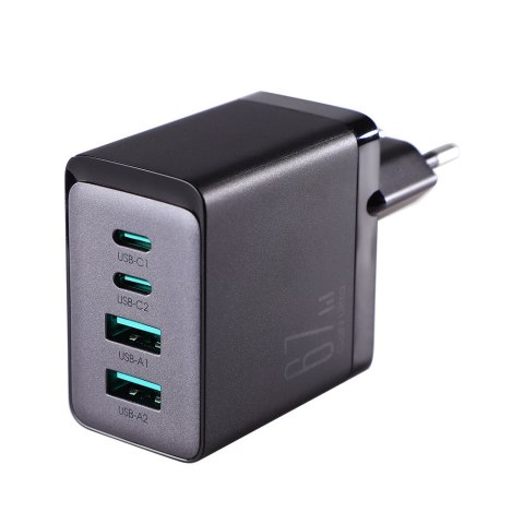 Ładowarka sieciowa GaN 67W 2x USB 2x USB-C + kabel USB-C 1.2m czarny JOYROOM Ładowarka sieciowa GaN 67W 2x USB 2x USB-C + kabel USB-C 1.2m czarny JOYROOM