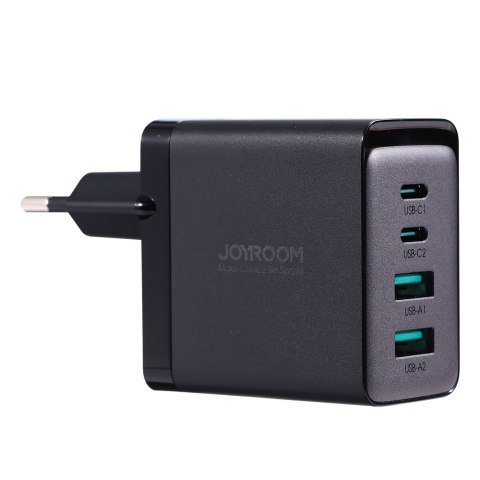 Ładowarka sieciowa GaN 67W 2x USB 2x USB-C + kabel USB-C 1.2m czarny JOYROOM Ładowarka sieciowa GaN 67W 2x USB 2x USB-C + kabel USB-C 1.2m czarny JOYROOM