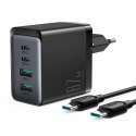 Ładowarka sieciowa GaN 67W 2x USB 2x USB-C + kabel USB-C 1.2m czarny JOYROOM