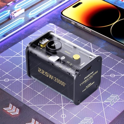 Powerbank K16Pro 20000mAh USB-A USB-C 22.5W PD czarny DUDAO Powerbank K16Pro 20000mAh USB-A USB-C 22.5W PD czarny DUDAO