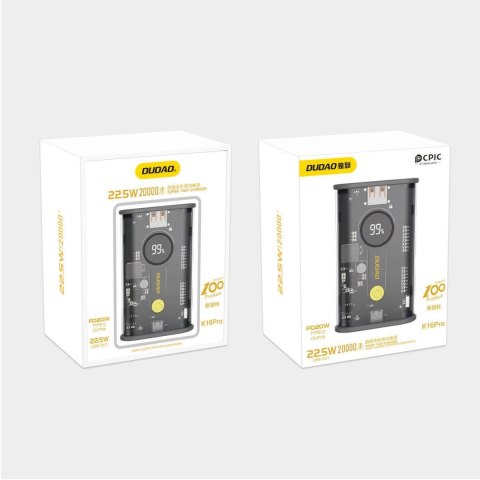 Powerbank K16Pro 20000mAh USB-A USB-C 22.5W PD czarny DUDAO Powerbank K16Pro 20000mAh USB-A USB-C 22.5W PD czarny DUDAO