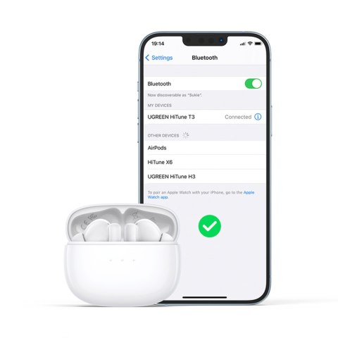 Słuchawki bezprzewodowe Bluetooth TWS ANC WS106 HiTune T3 białe UGREEN Słuchawki bezprzewodowe Bluetooth TWS ANC WS106 HiTune T3 białe UGREEN