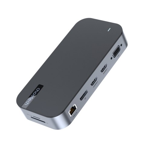HUB Adapter M52 USB-CUSB-A HDMI VGA DP SD TF RJ45 AUX PD szary CHOETECH HUB Adapter M52 USB-CUSB-A HDMI VGA DP SD TF RJ45 AUX PD szary CHOETECH
