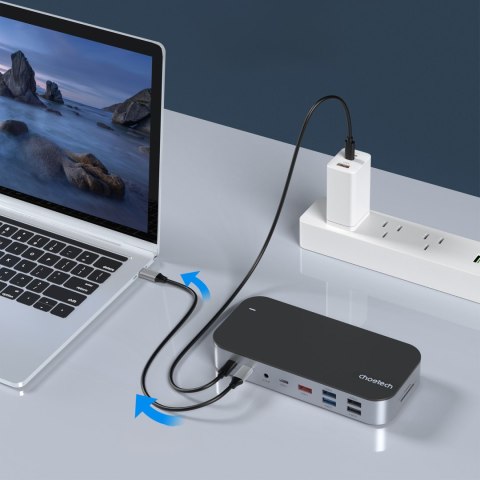 HUB Adapter M52 USB-CUSB-A HDMI VGA DP SD TF RJ45 AUX PD szary CHOETECH HUB Adapter M52 USB-CUSB-A HDMI VGA DP SD TF RJ45 AUX PD szary CHOETECH