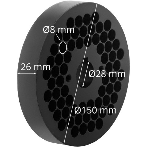 Matryca sitko do pelletu peleciarki WIE-PM-2500 śr. 150 mm x 25 mm otwory 8 mm WIESENFIELD Matryca sitko do pelletu peleciarki WIE-PM-2500 śr. 150 mm x 25 mm otwory 8 mm WIESENFIELD