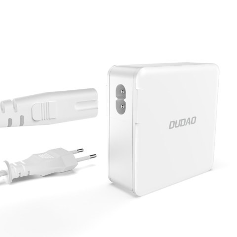 Szybka i mocna ładowarka sieciowa GaN 2x USB-C 2x USB 100W biała DUDAO Szybka i mocna ładowarka sieciowa GaN 2x USB-C 2x USB 100W biała DUDAO