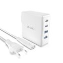 Szybka i mocna ładowarka sieciowa GaN 2x USB-C 2x USB 100W biała DUDAO