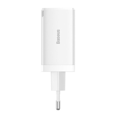 Szybka ładowarka sieciowa GaN 2x USB-C USB 65W + kabel USB-C biała BASEUS Szybka ładowarka sieciowa GaN 2x USB-C USB 65W + kabel USB-C biała BASEUS