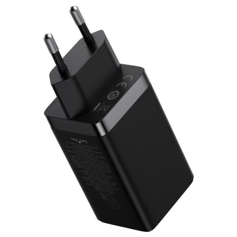 Szybka ładowarka sieciowa GaN 2x USB-C USB 65W + kabel USB-C czarna BASEUS Szybka ładowarka sieciowa GaN 2x USB-C USB 65W + kabel USB-C czarna BASEUS