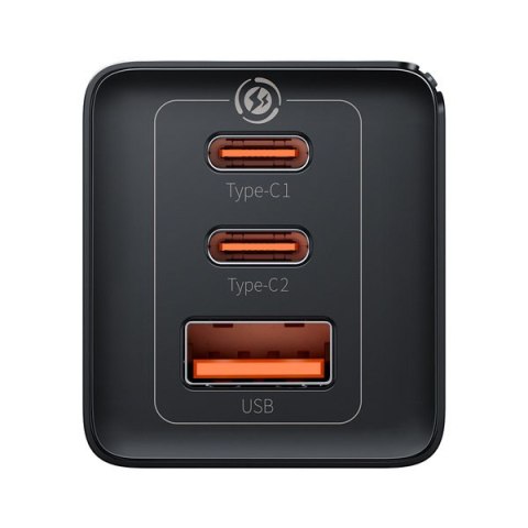 Szybka ładowarka sieciowa GaN 2x USB-C USB 65W + kabel USB-C czarna BASEUS Szybka ładowarka sieciowa GaN 2x USB-C USB 65W + kabel USB-C czarna BASEUS