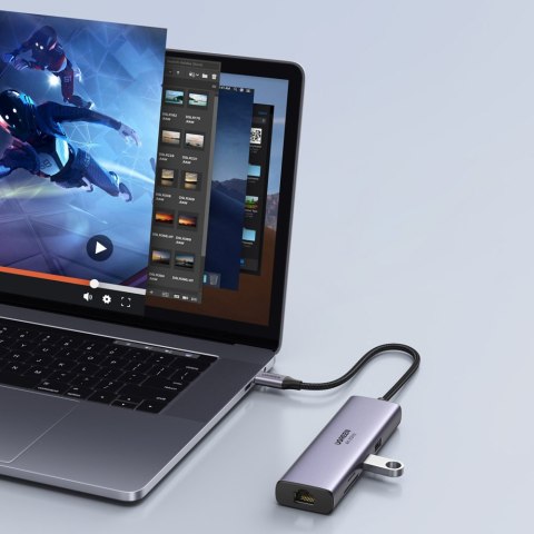 7w1 wielofunkcyjny HUB USB-C - 2x USB HDMI 4K czytnik kart SD i TF USB-C RJ45 1Gbps szary UGREEN 7w1 wielofunkcyjny HUB USB-C - 2x USB HDMI 4K czytnik kart SD i TF USB-C RJ45 1Gbps szary UGREEN