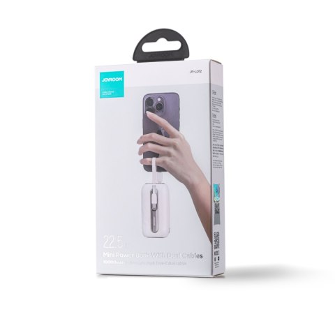 Powerbank 10000mAh Colorful Series 22.5W z kablami USB-C i Iphone Lightning biały JOYROOM Powerbank 10000mAh Colorful Series 22.5W z kablami USB-C i Iphone Lightning biały JOYROOM