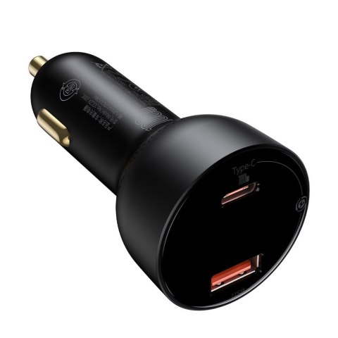 Szybka ładowarka samochodowa Superme USB USB-C PPS QC PD + kabel 1m czarny BASEUS Szybka ładowarka samochodowa Superme USB USB-C PPS QC PD + kabel 1m czarny BASEUS