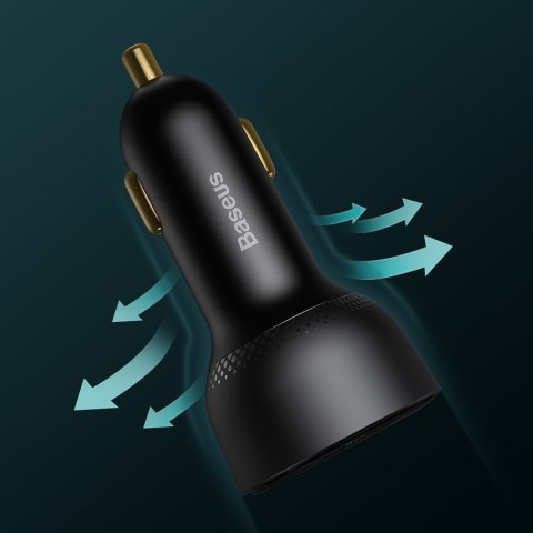 Szybka ładowarka samochodowa Superme USB USB-C PPS QC PD + kabel 1m czarny BASEUS Szybka ładowarka samochodowa Superme USB USB-C PPS QC PD + kabel 1m czarny BASEUS
