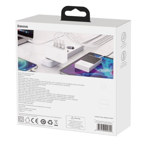 Szybka ładowarka sieciowa GaN2 Pro USB USB-C QC PD 100W biały BASEUS Szybka ładowarka sieciowa GaN2 Pro USB USB-C QC PD 100W biały BASEUS