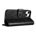 2w1 etui skórzany pokrowiec z klapką iPhone 14 Anti-RFID Oil Wax Wallet Case czarny ICARER
